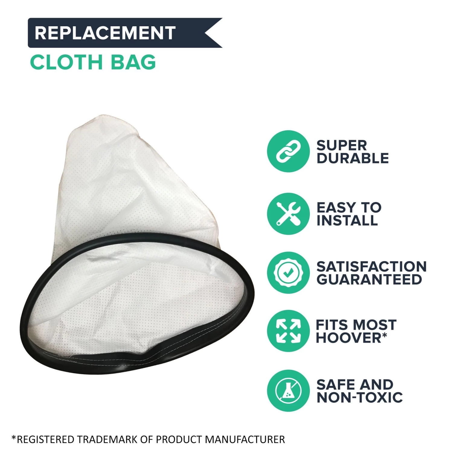 Replacement Cloth Reusable Vacuum Bag, Fits Hoover C2401 Backpack Vac, Compatible With Part 2KE2105000 2-KE2105-000 4 Replacement Cloth Reusable Vacuum Bag, Fits Hoover C2401 Backpack Vac, Compatible With Part 2KE2105000 2-KE2105-000 - Image 2