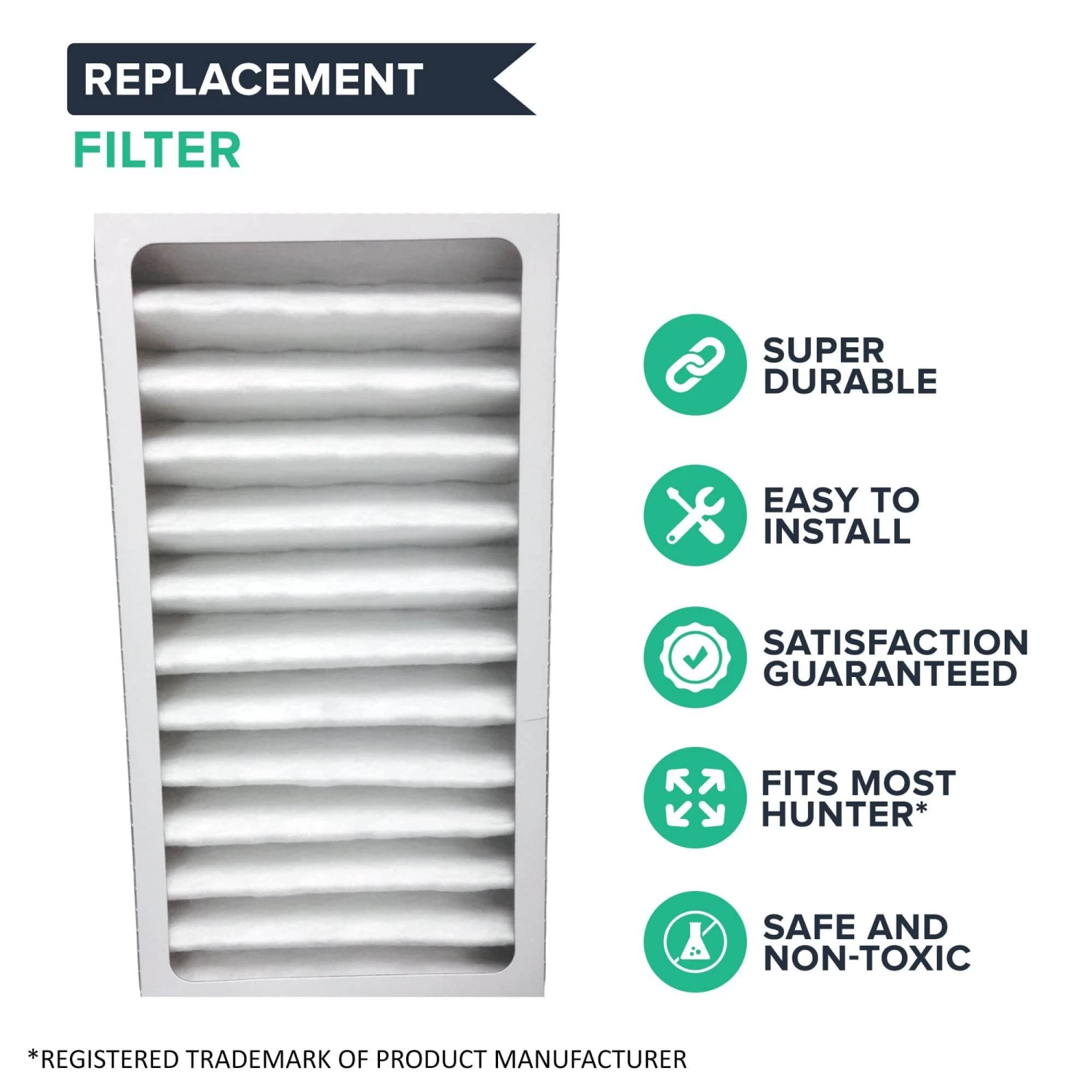 Replacement Air Purifier Filter And Carbon Filters Compatible With Hunter® Brand Filter Part # 30901, 30903, 30907, 30958, 30959, 30963, Models 30710, 30711, 30730 4 Replacement Air Purifier Filter And Carbon Filters Compatible With Hunter® Brand Filter Part # 30901, 30903, 30907, 30958, 30959, 30963, Models 30710, 30711, 30730 - Image 2