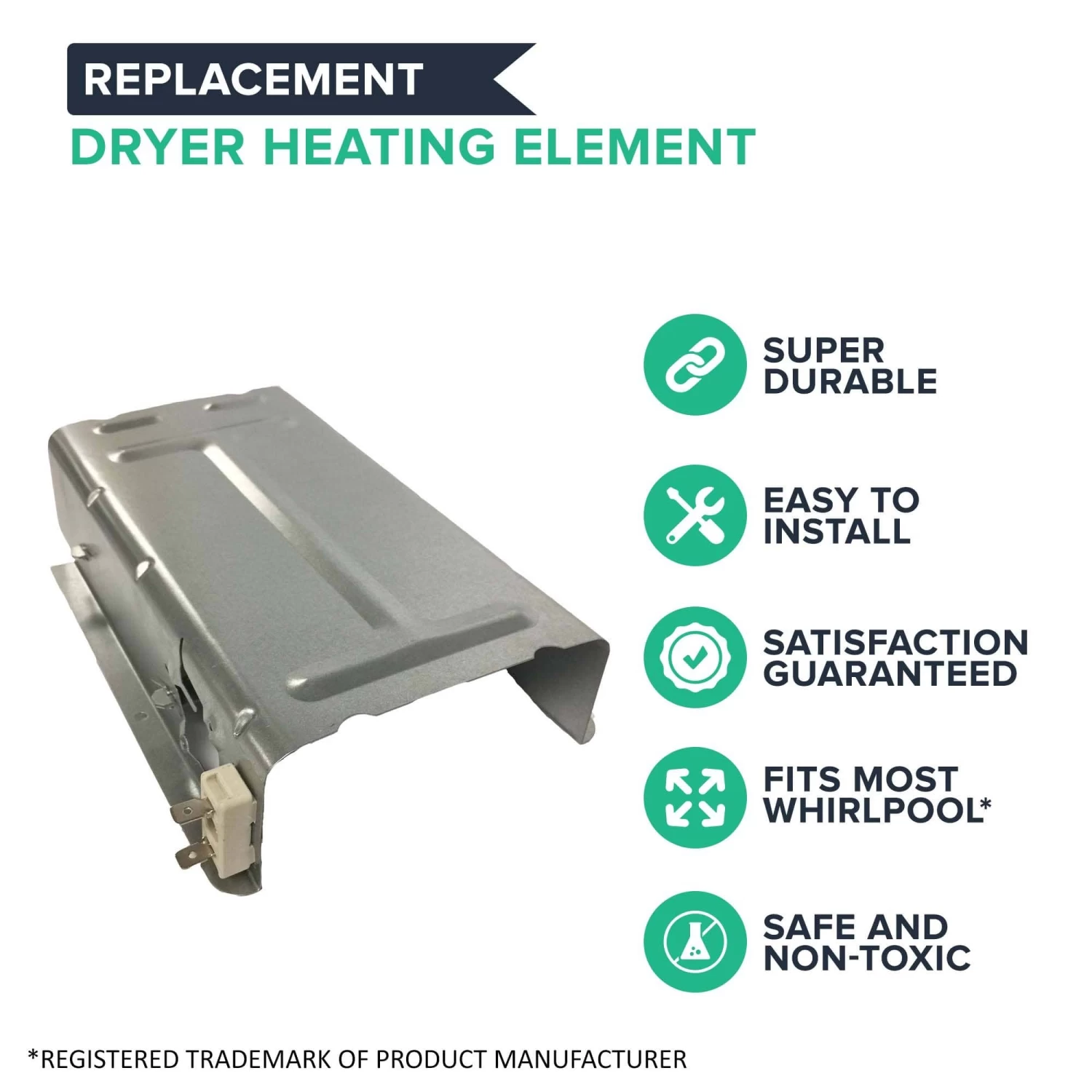 Replacement Electric Dryer Heating Element, Fits Whirlpool, Compatible With Part 3403585, 8565582 & AP3094254 4 Replacement Electric Dryer Heating Element, Fits Whirlpool, Compatible With Part 3403585, 8565582 & AP3094254 - Image 2