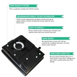 Crucial Vacuum Filter Replacement Parts Compatible With Rainbow Part # R10520, R-10520, R12106B - Fits Rainbow, Rexair, E & E2 Series - HEPA Style Filters, Vac Models For Home - Washable -Best Filter Shop 04 4e49650b 675b 424a b80a d0d484becc3d