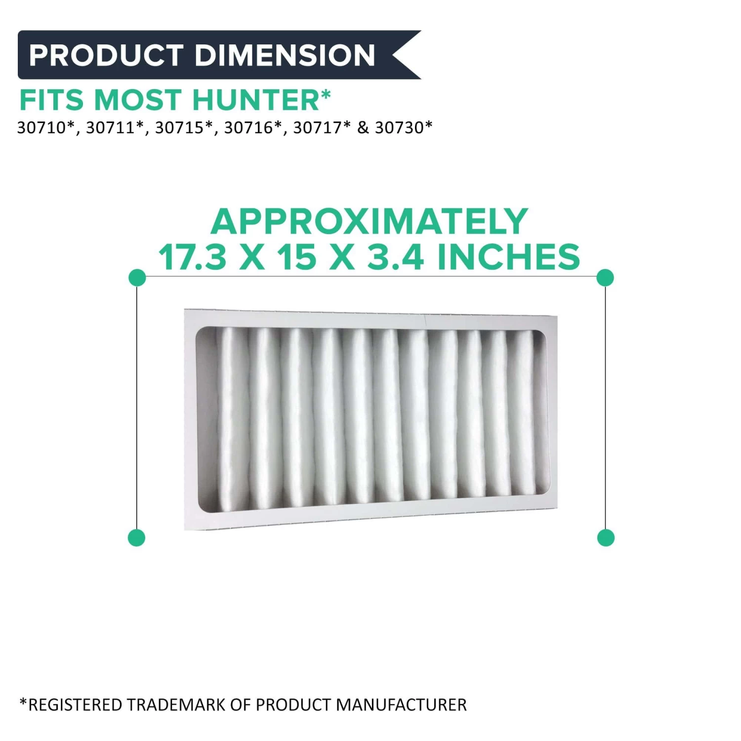 Replacement Air Purifier Filter And Carbon Filters Compatible With Hunter® Brand Filter Part # 30901, 30903, 30907, 30958, 30959, 30963, Models 30710, 30711, 30730 6 Replacement Air Purifier Filter And Carbon Filters Compatible With Hunter® Brand Filter Part # 30901, 30903, 30907, 30958, 30959, 30963, Models 30710, 30711, 30730 - Image 4
