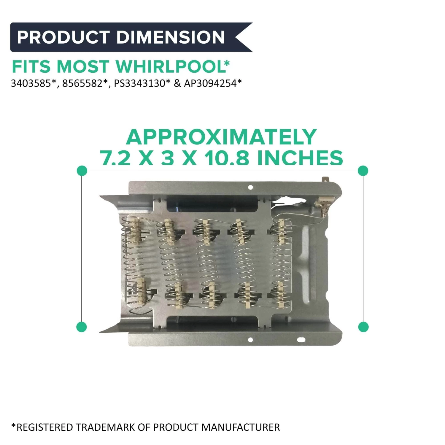 Replacement Electric Dryer Heating Element, Fits Whirlpool, Compatible With Part 3403585, 8565582 & AP3094254 6 Replacement Electric Dryer Heating Element, Fits Whirlpool, Compatible With Part 3403585, 8565582 & AP3094254 - Image 4