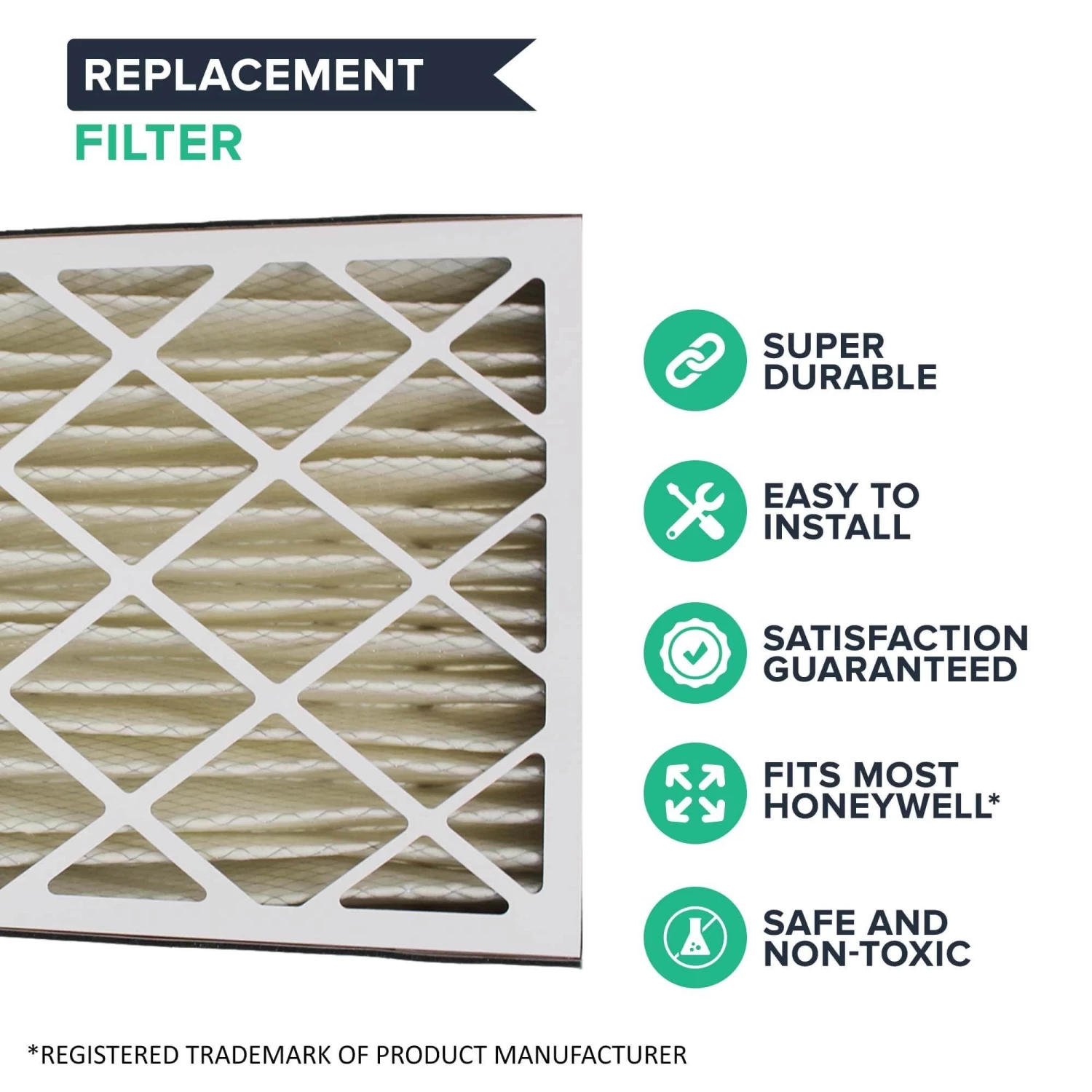 3pk Replacement 20x25x5 MERV-8 HVAC Furnace Filters, Fits Honeywell F100, F200 & SpaceGard, Compatible With Part FC100A1037 4 3pk Replacement 20x25x5 MERV-8 HVAC Furnace Filters, Fits Honeywell F100, F200 & SpaceGard, Compatible With Part FC100A1037 - Image 2