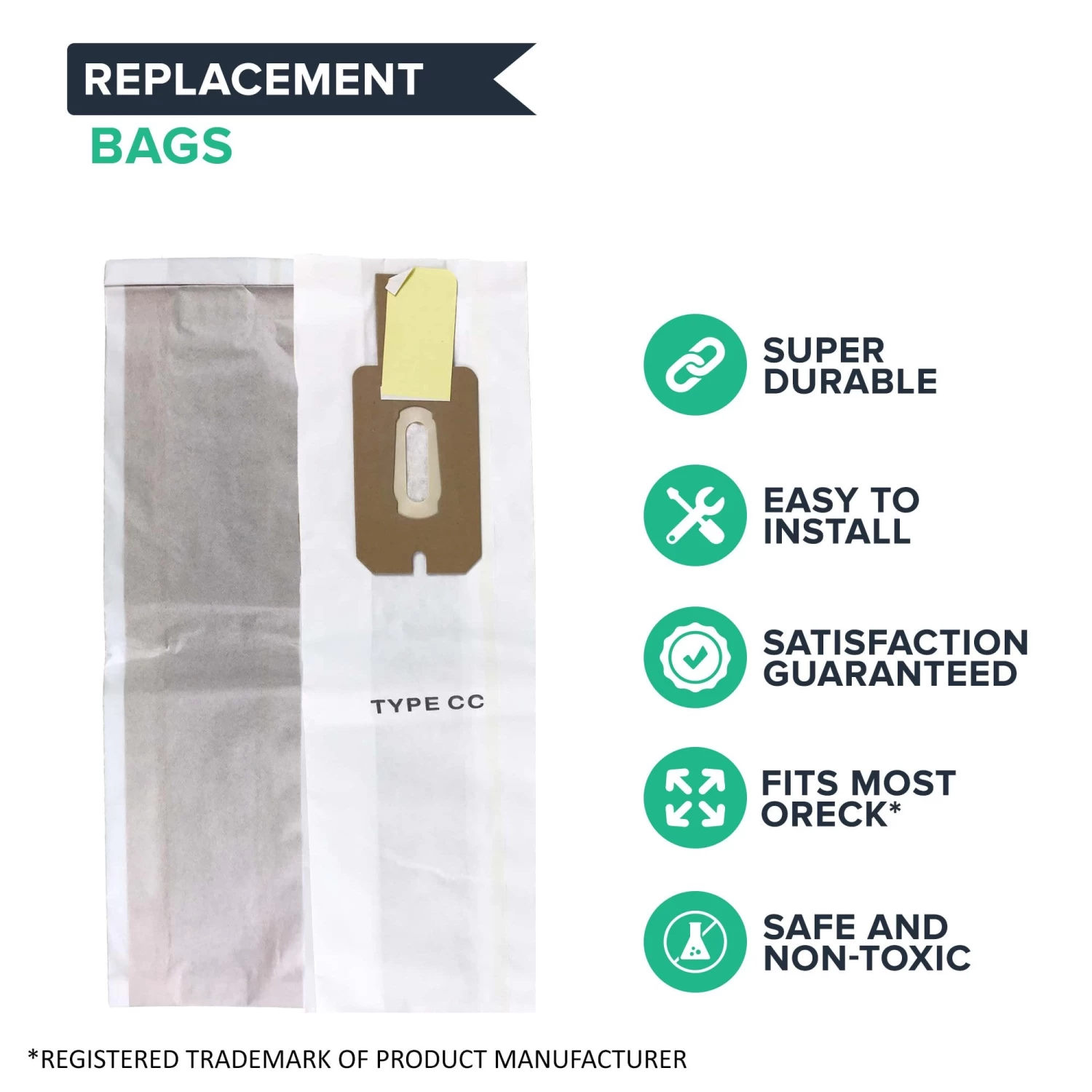 Crucial Vacuum Replacement Bags Compatible With Oreck Type CC Vacuum Cleaner Bags - Pair With Parts # CCPK8 CCPK8DW PK2008 PK80009DW PK80009 68710-6 687106 And Models XL5, XL7, XL21, XL100C 4 Crucial Vacuum Replacement Bags Compatible With Oreck Type CC Vacuum Cleaner Bags - Pair With Parts # CCPK8 CCPK8DW PK2008 PK80009DW PK80009 68710-6 687106 And Models XL5, XL7, XL21, XL100C - Image 2