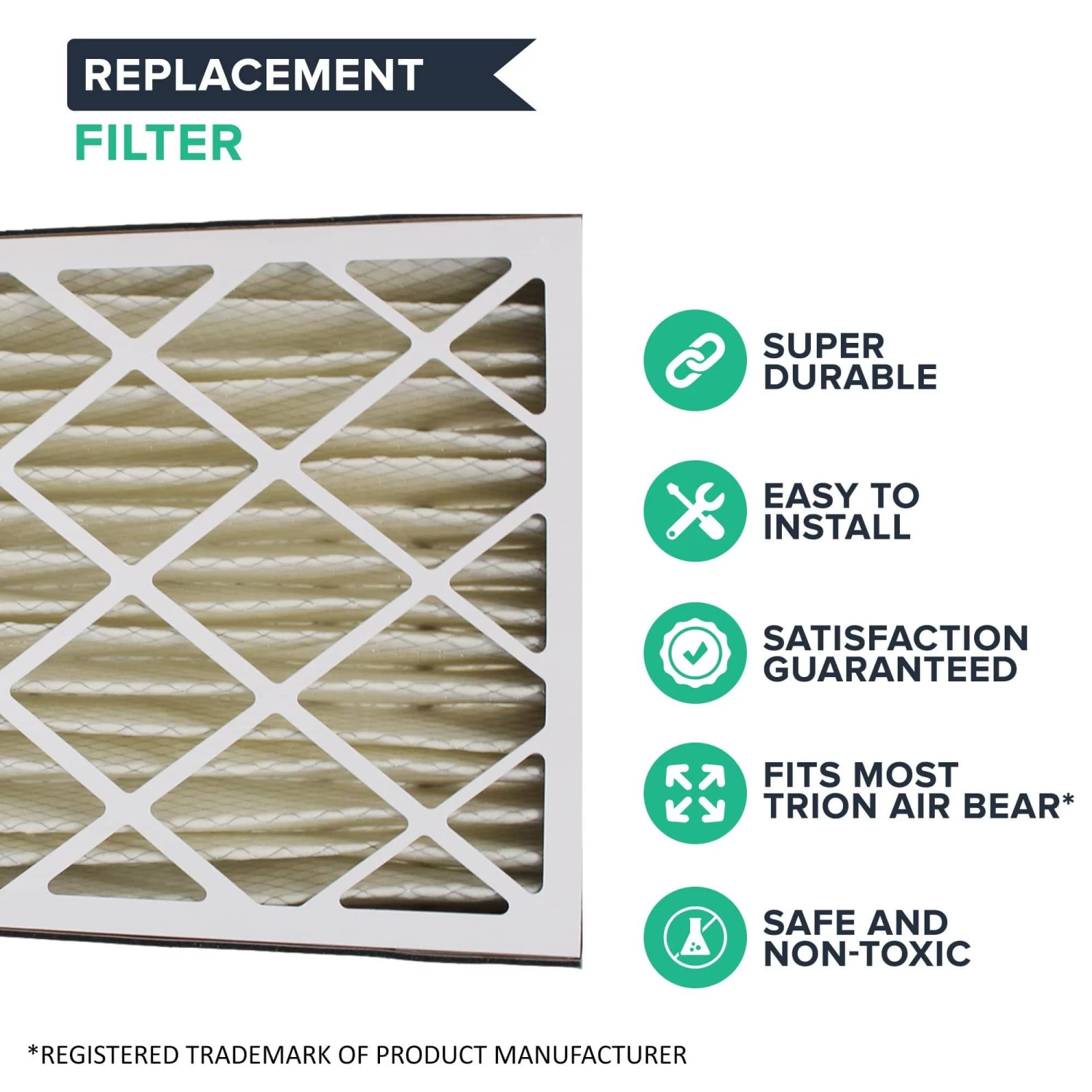 Essentials Crucial Air Replacements Compatible With Trion Air Bear 20x25x5 Pleated Furnace Air Filter Fits 255649-102, Merv 8 4 Essentials Crucial Air Replacements Compatible With Trion Air Bear 20x25x5 Pleated Furnace Air Filter Fits 255649-102, Merv 8 - Image 2