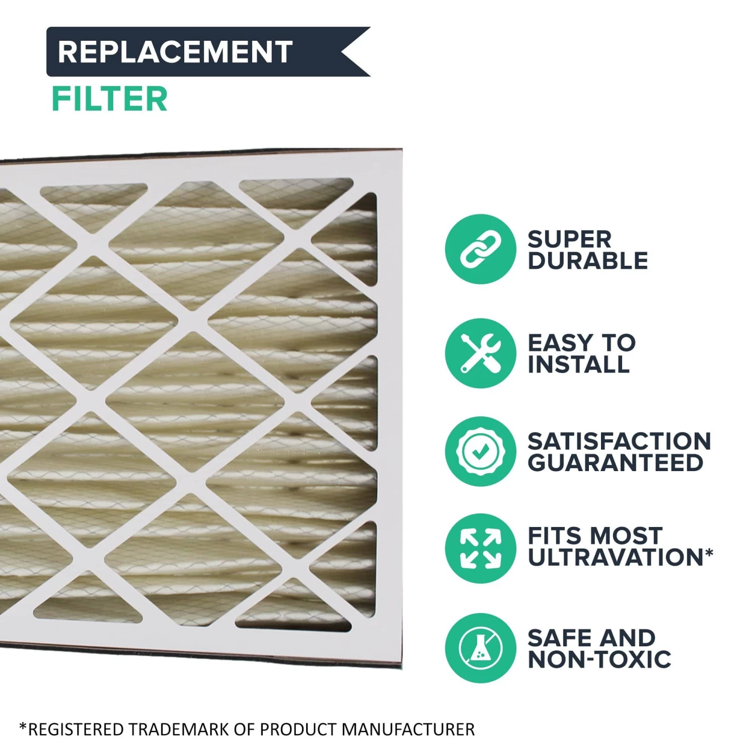 2pk Replacement 20x25x5 MERV-8 Pleated HVAC Furnace Filters, Fits Ultravation, Compatible With Part 91-006 4 2pk Replacement 20x25x5 MERV-8 Pleated HVAC Furnace Filters, Fits Ultravation, Compatible With Part 91-006 - Image 2