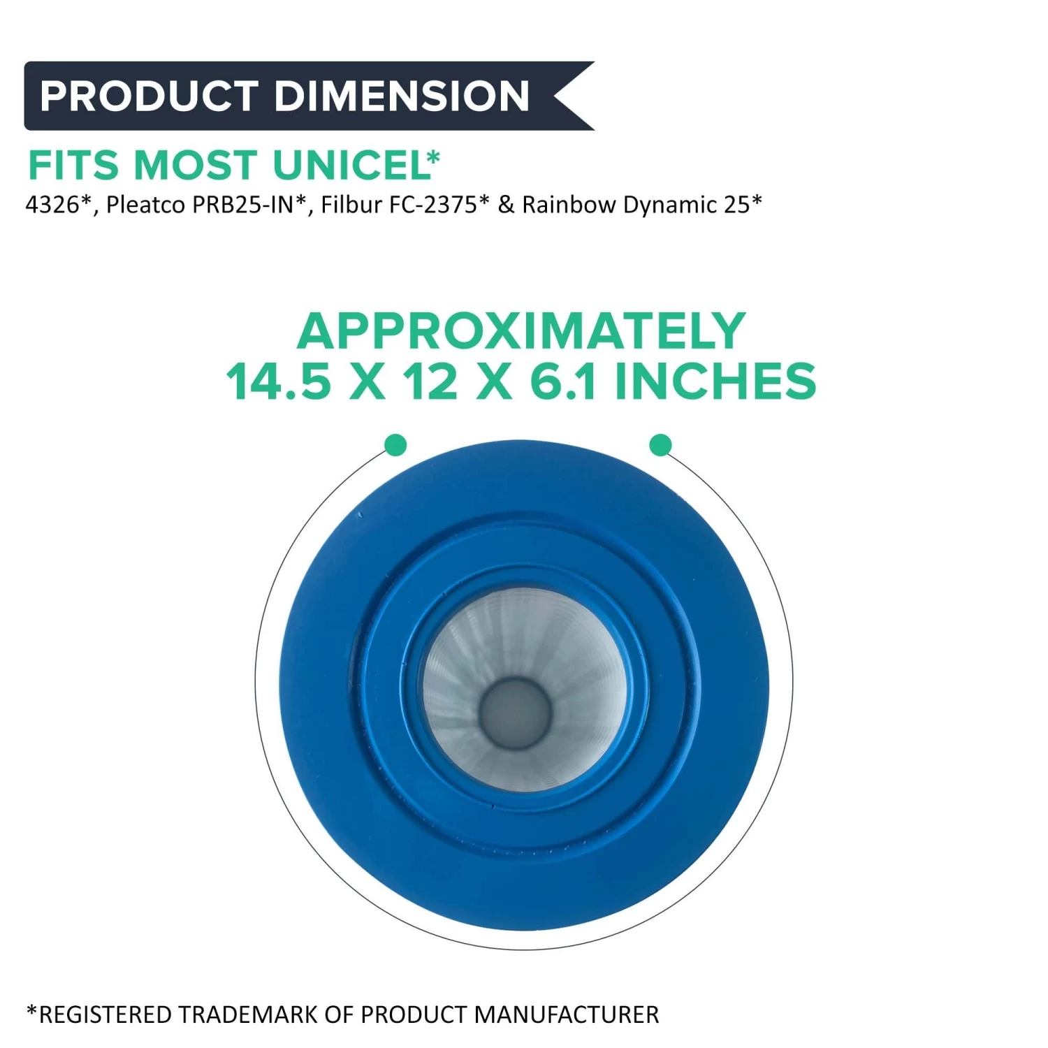 2pk Replacement Pool Filters, Fits Unicel C-4326, Pleatco PRB25-IN, Filbur FC-2375 & Rainbow Dynamic 25 6 2pk Replacement Pool Filters, Fits Unicel C-4326, Pleatco PRB25-IN, Filbur FC-2375 & Rainbow Dynamic 25 - Image 4