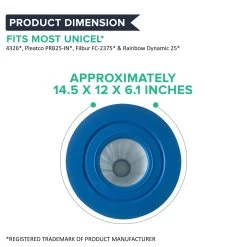 4pk Replacement Pool Filters, Fits Unicel C-4326, Pleatco PRB25-IN, Filbur FC-2375 & Rainbow Dynamic 25 -Best Filter Shop 05 12863a39 d4c1 400c bd5d d38ff50c979e