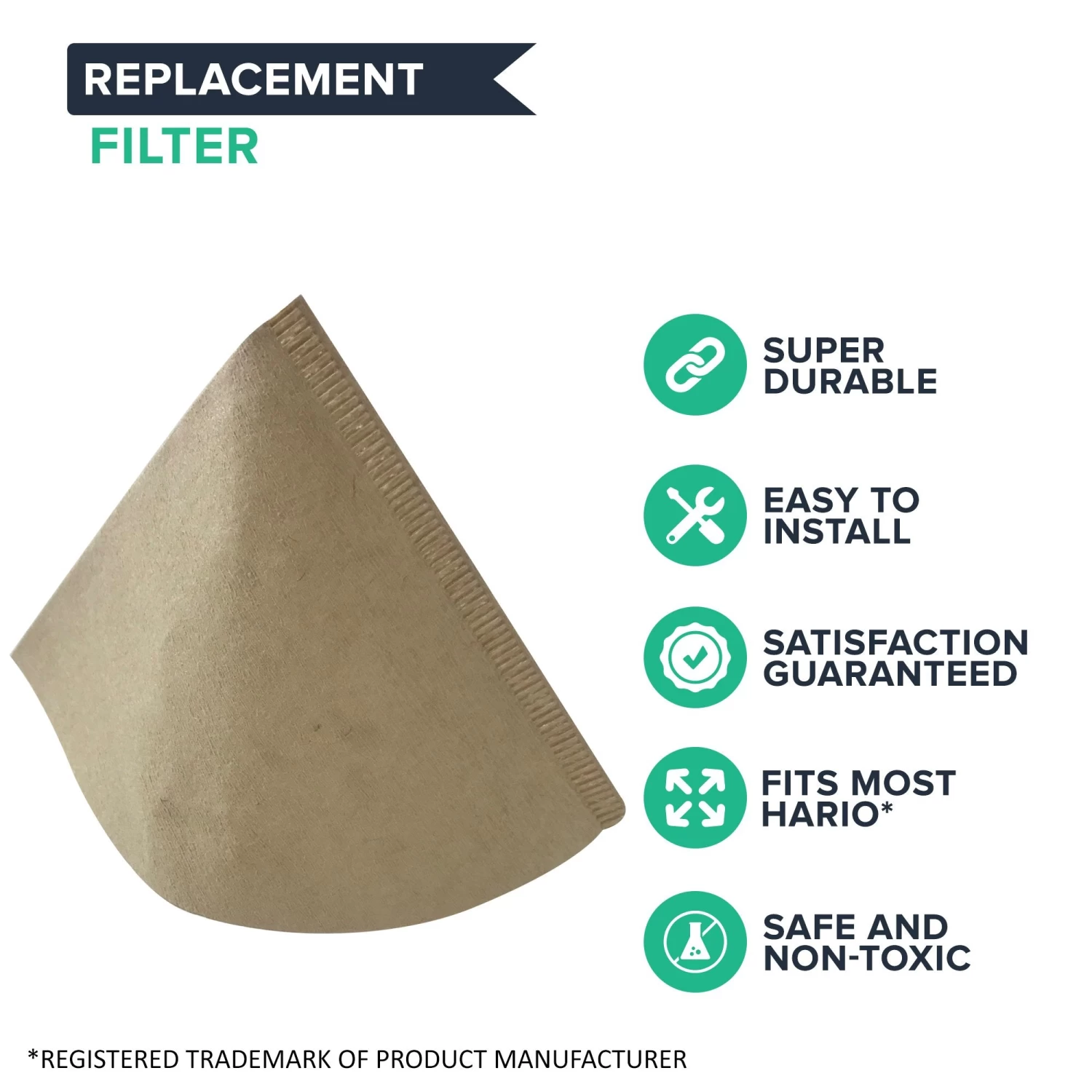 300pk Replacement Unbleached Natural Brown Paper Coffee Filters, Fits Hario V60 Coffee Makers, Compatible With VCF-02100M 4 300pk Replacement Unbleached Natural Brown Paper Coffee Filters, Fits Hario V60 Coffee Makers, Compatible With VCF-02100M - Image 2