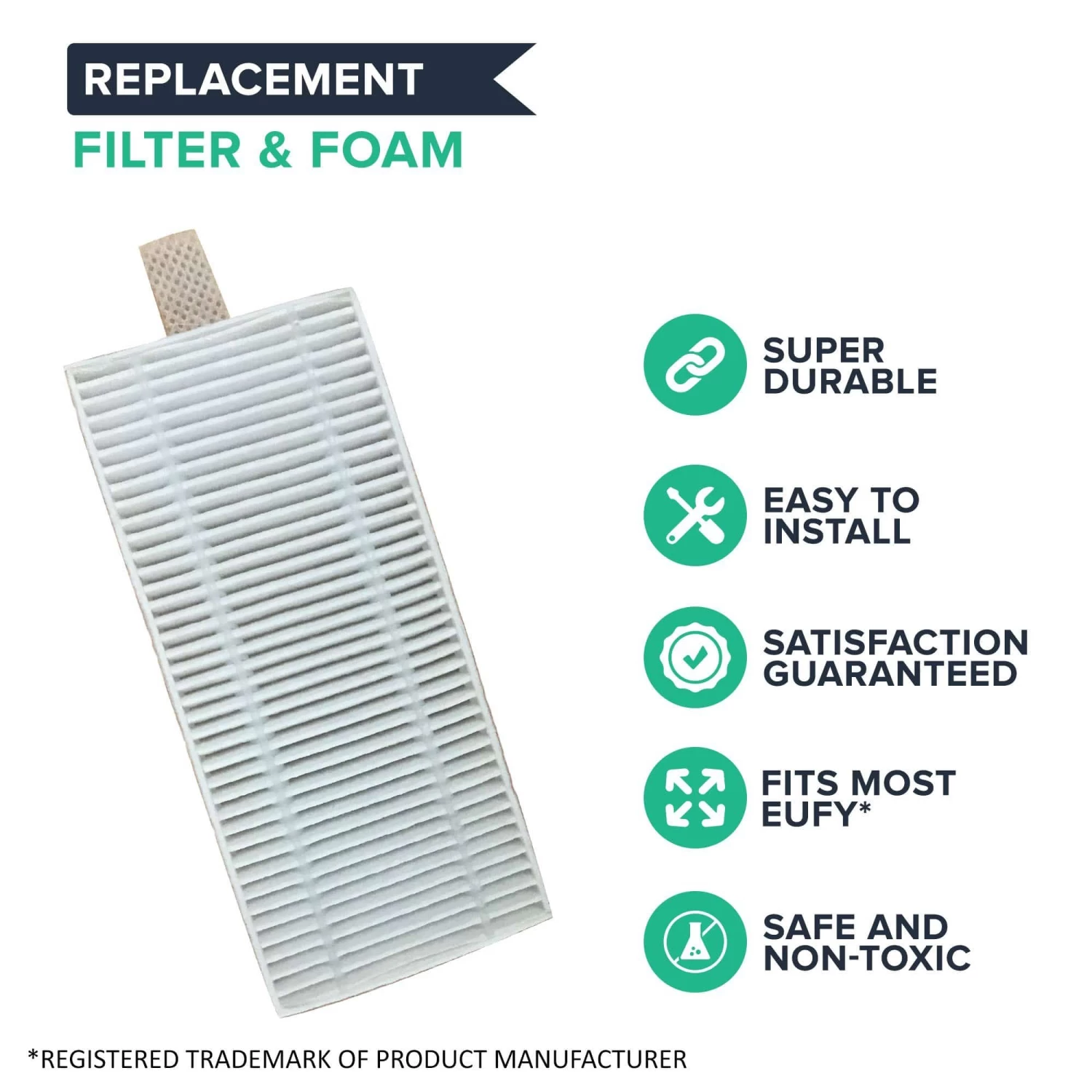 Replacement Filter & Foam, Fit Eufy RoboVac 11 & 11C Vacuum Cleaners 4 Replacement Filter & Foam, Fit Eufy RoboVac 11 & 11C Vacuum Cleaners - Image 2