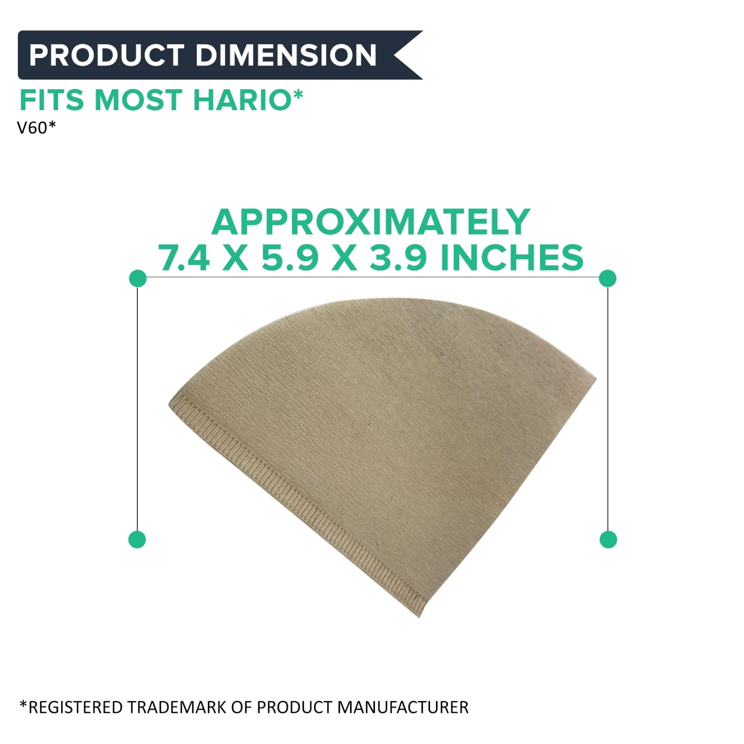 300pk Replacement Unbleached Natural Brown Paper Coffee Filters, Fits Hario V60 Coffee Makers, Compatible With VCF-02100M 6 300pk Replacement Unbleached Natural Brown Paper Coffee Filters, Fits Hario V60 Coffee Makers, Compatible With VCF-02100M - Image 4