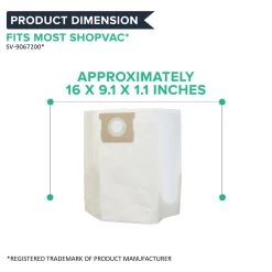 Think Crucial Replacement Vacuum Bags Compatible With Shop-Vac Part # SV-9067200 & 9066200, Fits 10-14 Gallon Wet & Dry Vacuums - (3 Pack) -Best Filter Shop 10 12 14 GAL BAGS 05