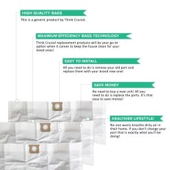 Think Crucial Replacement Vacuum Bag Compatible With Shop-Vac Part # 90663 & 90663-00, Fits Type G 15-22 Gallon Shop-Vac Wet And Dry Vacuum Model - (6 Pack) -Best Filter Shop 15 22 GAL BAGS 04