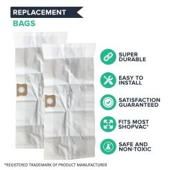 Think Crucial Replacement Vacuum Bag Compatible With Shop-Vac Part # 90663 & 90663-00, Fits Type G 15-22 Gallon Shop-Vac Wet And Dry Vacuum Model - (6 Pack) -Best Filter Shop 15 22 GAL BAGS 05