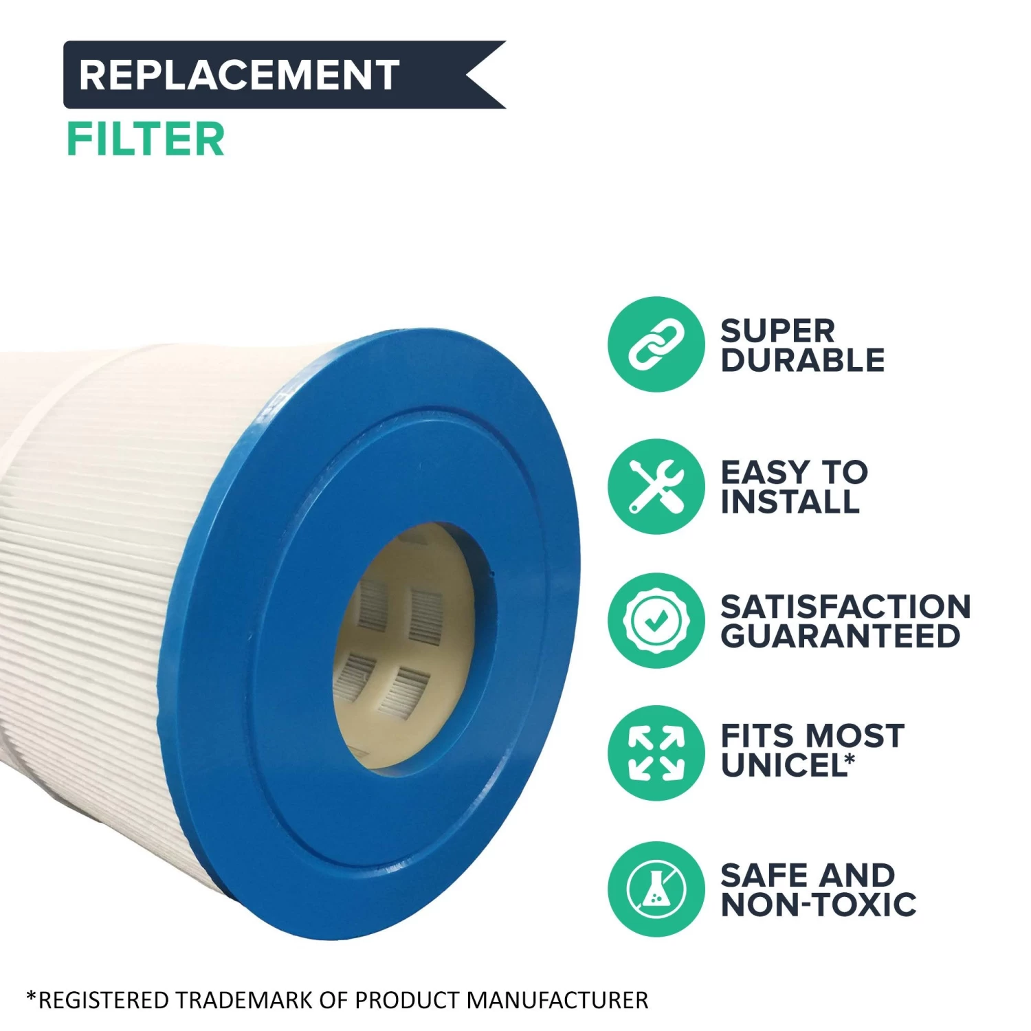 2pk Replacement Pool Filters, Fits Unicel C-4326, Pleatco PRB25-IN, Filbur FC-2375 & Rainbow Dynamic 25 4 2pk Replacement Pool Filters, Fits Unicel C-4326, Pleatco PRB25-IN, Filbur FC-2375 & Rainbow Dynamic 25 - Image 2