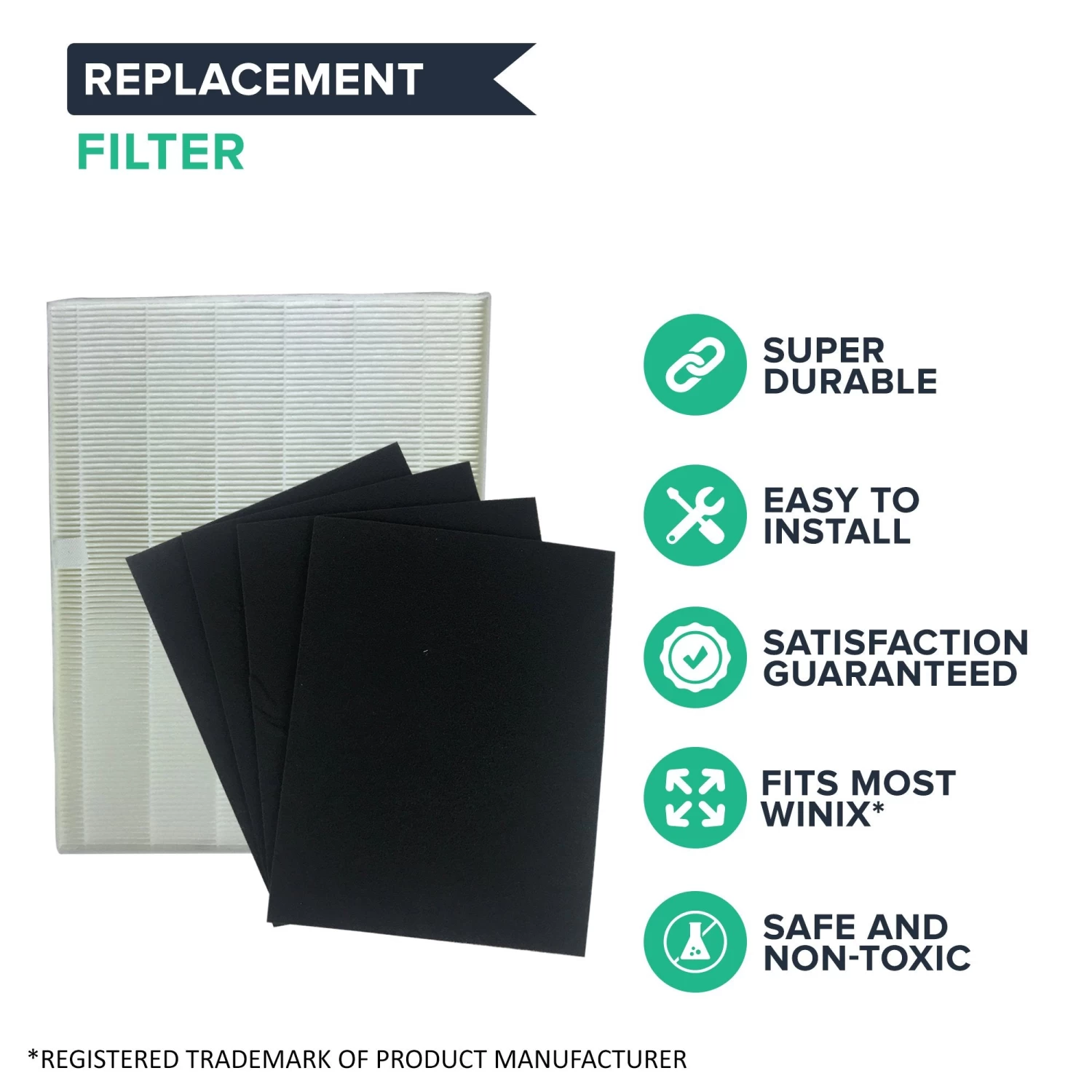 Crucial Air Carbon Filter Replacement Parts Compatible With Winix Part # 115115 - Fits Models 5000, 5000b, 5300, 5500, 6300, 9000, WAC5300, WAC5500, WAC6300 - Capture Debris, Pollen,Particles(2 Pack) 4 Crucial Air Carbon Filter Replacement Parts Compatible With Winix Part # 115115 - Fits Models 5000, 5000b, 5300, 5500, 6300, 9000, WAC5300, WAC5500, WAC6300 - Capture Debris, Pollen,Particles(2 Pack) - Image 2