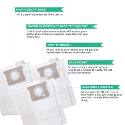 Think Crucial Replacement Filtration Bag Compatible With Shop-Vac Part # SV-9066100, Fits Type H 5 To 8 Gallon Shop-Vac Wet And Dry Vacuum Model -Best Filter Shop 5 6 8 GAL BAGS 04