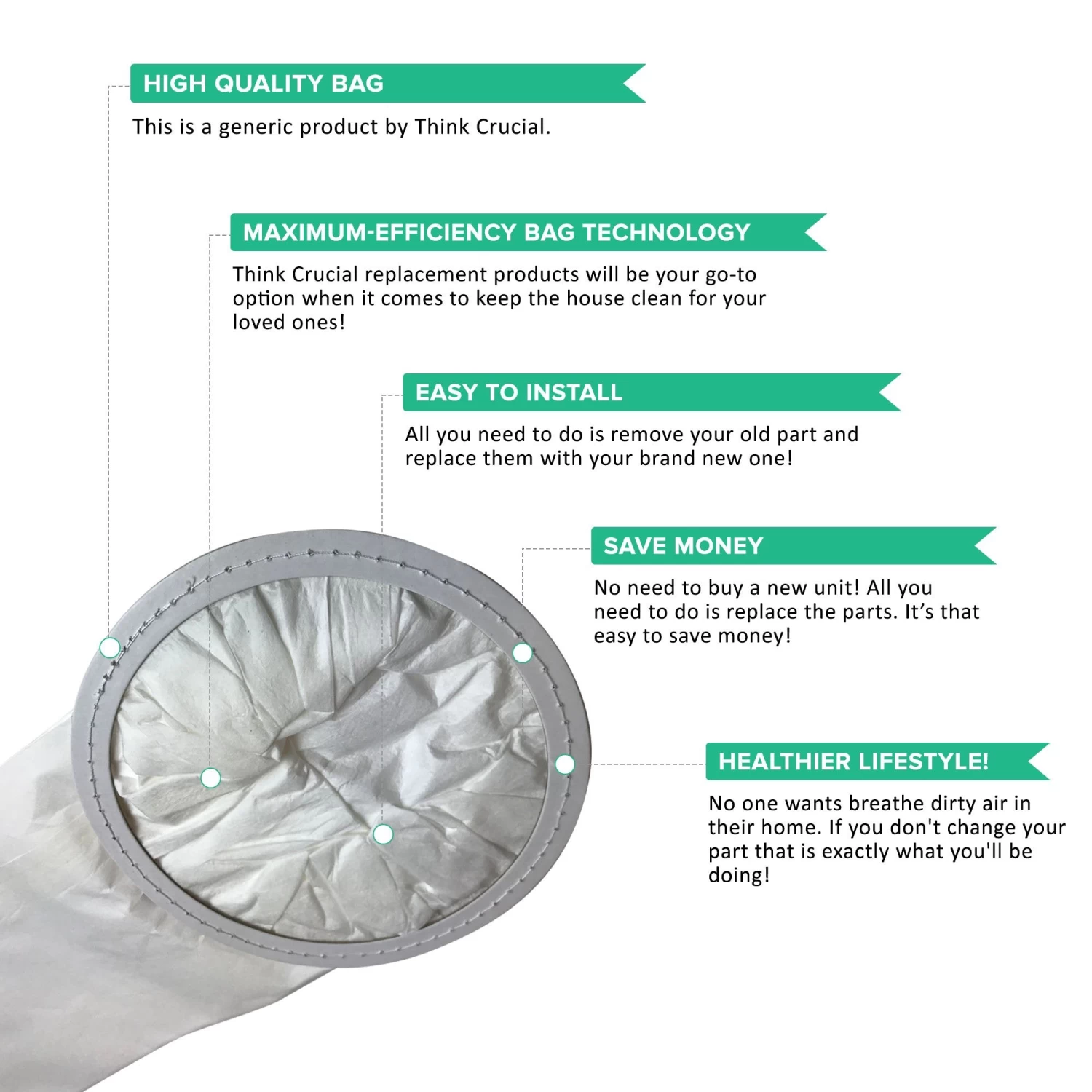 10pk Replacement 6 Qt Vacuum Bags, Fits ProTeam Commercial Backpack Vacuums, Compatible With Part 100431 5 10pk Replacement 6 Qt Vacuum Bags, Fits ProTeam Commercial Backpack Vacuums, Compatible With Part 100431 - Image 3