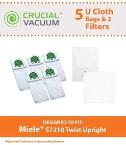 5 Miele Deluxe U Bags Fit S7210 Twist Upright