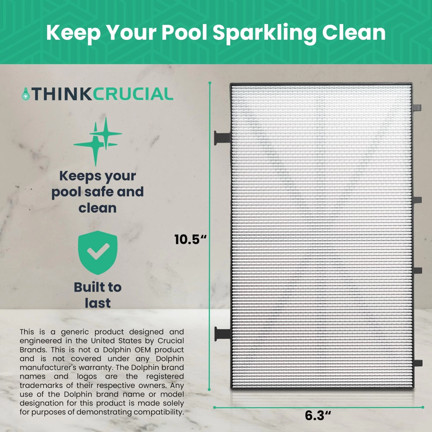 Think Crucial Replacement Ultra Fine Filters Compatible With Maytronics Dolphin, Nautilus CC Plus, M200, M400, M500, M4, M5, Wave 65, Wave 90, Oasis Z5 Models, Part# 9991432-R4 - Large Filter Panels 4 Think Crucial Replacement Ultra Fine Filters Compatible With Maytronics Dolphin, Nautilus CC Plus, M200, M400, M500, M4, M5, Wave 65, Wave 90, Oasis Z5 Models, Part# 9991432-R4 - Large Filter Panels - Image 2