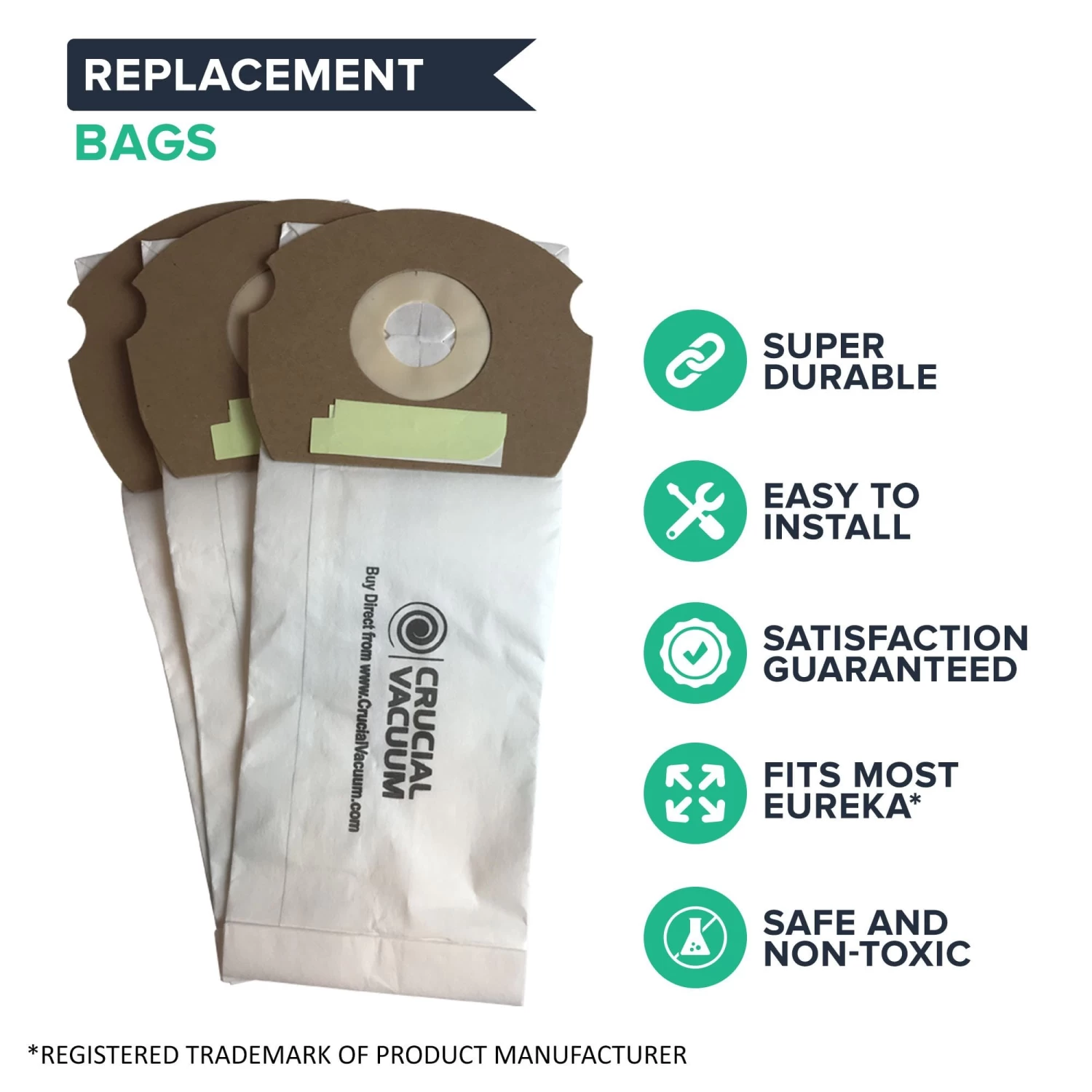 Replacement Bags, Fits Eureka AS AirSpeed, Compatible With Part 66655, 68155-6, 68155, 67726 & 84404 4 Replacement Bags, Fits Eureka AS AirSpeed, Compatible With Part 66655, 68155-6, 68155, 67726 & 84404 - Image 2