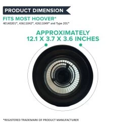 Crucial Vacuum Filter Replacement Parts Compatible With Hoover Part # 471062, 40140201, 43611042, 42611049, F923 - Fits Hoover Windtunnel Bagless HEPA Style Filter - Perfect Filters -Best Filter Shop BAGLESS UPRIGHT FILTER DIMENSION