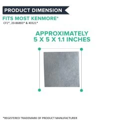 Crucial Vacuum Micro Filtration Filters Replacement - Compatible With Kenmore Part # 20-86883, 86883, 40321 - Allergen Foam Filters Fit Kenmore CF1 Micro Filtration, Progressive Filter -Best Filter Shop CF1 FILTER DIMENSIONS