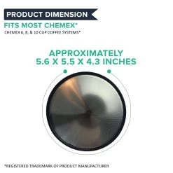 Think Crucial Washable & Reusable Stainless Steel Cone Coffee Filter Fits Chemex¨-Brand 6, 8 & 10 Cup Coffee Makers -Best Filter Shop CONE FILTER 04