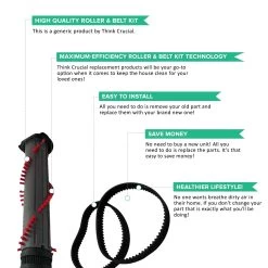 Replacement Brush Roller & 2 8MM Belts, Fits Dyson DC17, Compatible With Part 911961-01 & 911710-01 -Best Filter Shop DC ROLLER BELT KIT 03