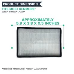 Crucial Vacuum Air Filter Replacement Part # 86889, 20-86889, 40324 - Compatible With Kenmore Vacs - Kenmore EF1 HEPA Style Filter Fits Whispertone & Progressive - Cardboard, Reuseable 12 Crucial Vacuum Air Filter Replacement Part # 86889, 20-86889, 40324 - Compatible With Kenmore Vacs - Kenmore EF1 HEPA Style Filter Fits Whispertone & Progressive - Cardboard, Reuseable -Best Filter Shop EF1 FILTER DIMENSION