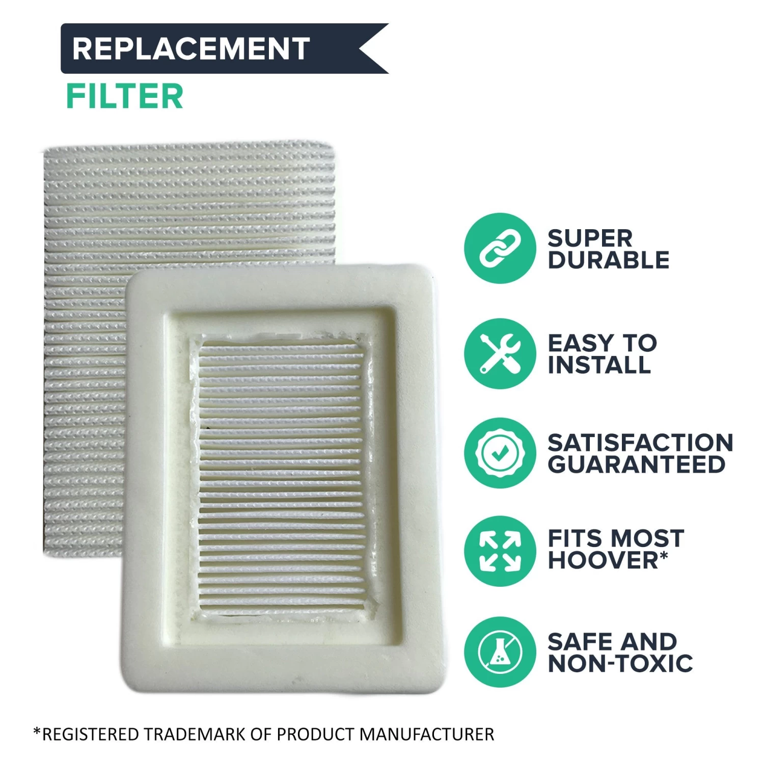 2pk Replacement HEPA Style Filters, Fits Hoover Floormate, Washable & Reusable, Compatible With Part 40112050 - Image 2