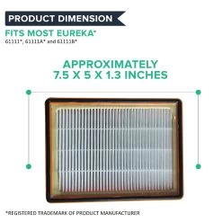 4pk Replacement HEPA Style Filters, Fits Eureka HF2, Compatible With Part 61111 & 61495 -Best Filter Shop H2F FILTER DIMENSIONS 18fcee59 a95d 4a0c 9250 b5a04bb992a7