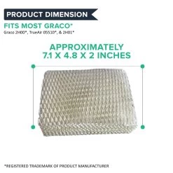 Crucial Air Replacement For Graco 1.5 Gallon Humidifier Filter - Compatible With Part # 2H01, Fits 2H00 & TrueAir 05510 -Best Filter Shop HUMIDIFIER FILTER DIMENSION