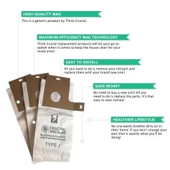 Crucial Vacuum Replacement Style J Bags Part # 61515C - Compatible With Eureka Vacuums And Models 2270, 2271, 2272, 2273, 2275, 2900, 2901, 2903, 2904, 2905, 2920, 2924, 2926 10 Crucial Vacuum Replacement Style J Bags Part # 61515C - Compatible With Eureka Vacuums And Models 2270, 2271, 2272, 2273, 2275, 2900, 2901, 2903, 2904, 2905, 2920, 2924, 2926 -Best Filter Shop J BAGS VALUE PROPS
