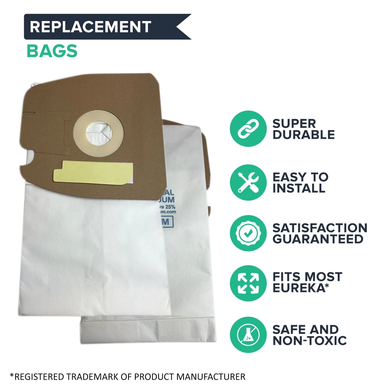 Replacement Style MM Bags, Fits Eureka, Compatible With Part 60295, 60296 & 60297 4 Replacement Style MM Bags, Fits Eureka, Compatible With Part 60295, 60296 & 60297 - Image 2