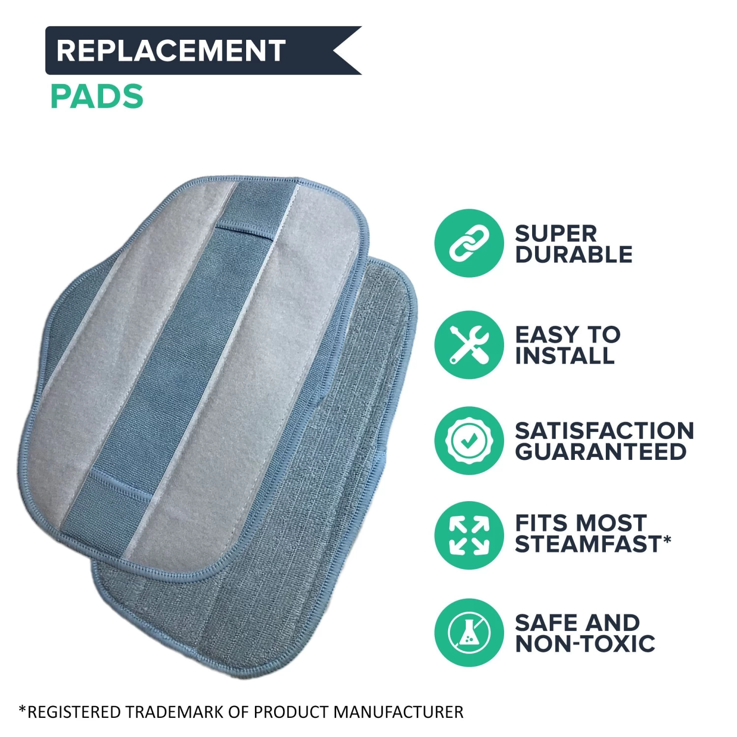 8PK Replacement Mop Pads Part # A275-020, Compatible With SteamMax, 12.7 In X 7 In X 0.1 In, Fits Models SF275, SF370 4 8PK Replacement Mop Pads Part # A275-020, Compatible With SteamMax, 12.7 In X 7 In X 0.1 In, Fits Models SF275, SF370 - Image 2