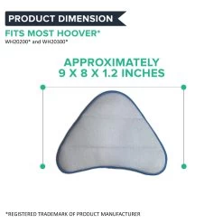 Crucial Vacuum Replacement Mop Pads Part # WH01000 - Compatible With Hoover - Fits Hoover Steam Pads Fit WH20200, WH20300 Steam Mops - Washable, Reusable Part, Models For Home, Office Use 12 Crucial Vacuum Replacement Mop Pads Part # WH01000 - Compatible With Hoover - Fits Hoover Steam Pads Fit WH20200, WH20300 Steam Mops - Washable, Reusable Part, Models For Home, Office Use -Best Filter Shop MOP PADS DIMENSION