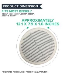 Think Crucial Replacement Mop Pads - Compatible With Bissell Spinwave Mop Pad Heads Parts - Perfect For Models 13122, 13129, 13151, 13139 - Home, Office Use - Pair With Part #2124 -Best Filter Shop MOP PADS DIMENSION 5eb90dd8 d79d 4862 90e5 ba64f65c8163