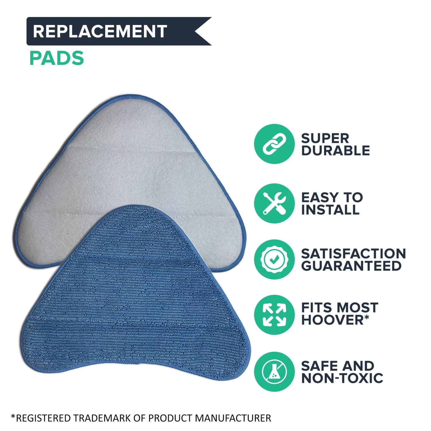 Crucial Vacuum Replacement Mop Pads Part # WH01000 - Compatible With Hoover - Fits Hoover Steam Pads Fit WH20200, WH20300 Steam Mops - Washable, Reusable Part, Models For Home, Office Use 4 Crucial Vacuum Replacement Mop Pads Part # WH01000 - Compatible With Hoover - Fits Hoover Steam Pads Fit WH20200, WH20300 Steam Mops - Washable, Reusable Part, Models For Home, Office Use - Image 2