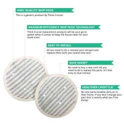 Think Crucial Replacement Mop Pads - Compatible With Bissell Spinwave Mop Pad Heads Parts - Perfect For Models 13122, 13129, 13151, 13139 - Home, Office Use - Pair With Part #2124 -Best Filter Shop MOP PADS VALUE PROPS e8d08b7c b342 4dc0 87ad a1f5d2ddb805
