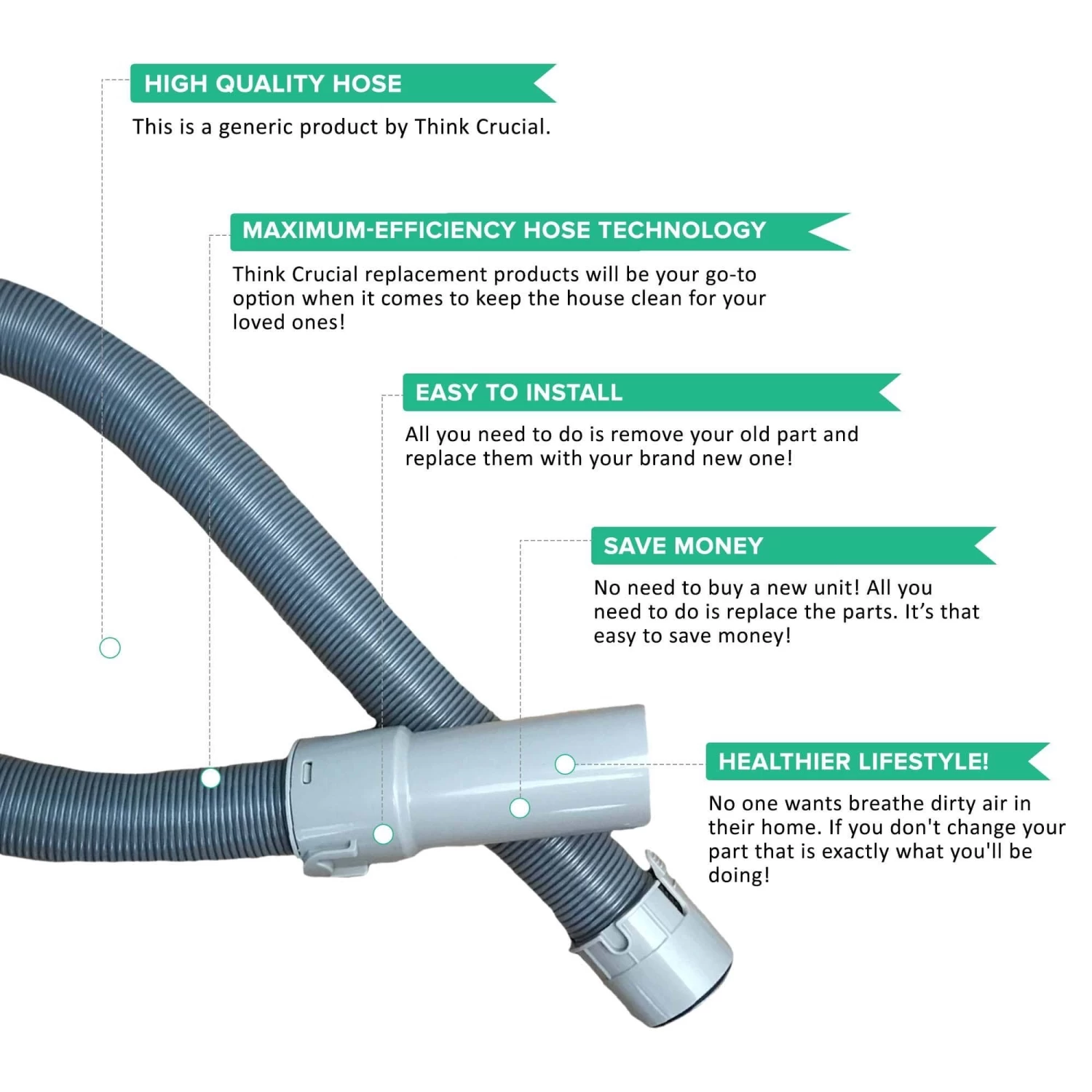 Replacement Hose, Fits Shark Lift-Around Portable NP318 NP319 NP320, Compatible With Part 1056FT 5 Replacement Hose, Fits Shark Lift-Around Portable NP318 NP319 NP320, Compatible With Part 1056FT - Image 3