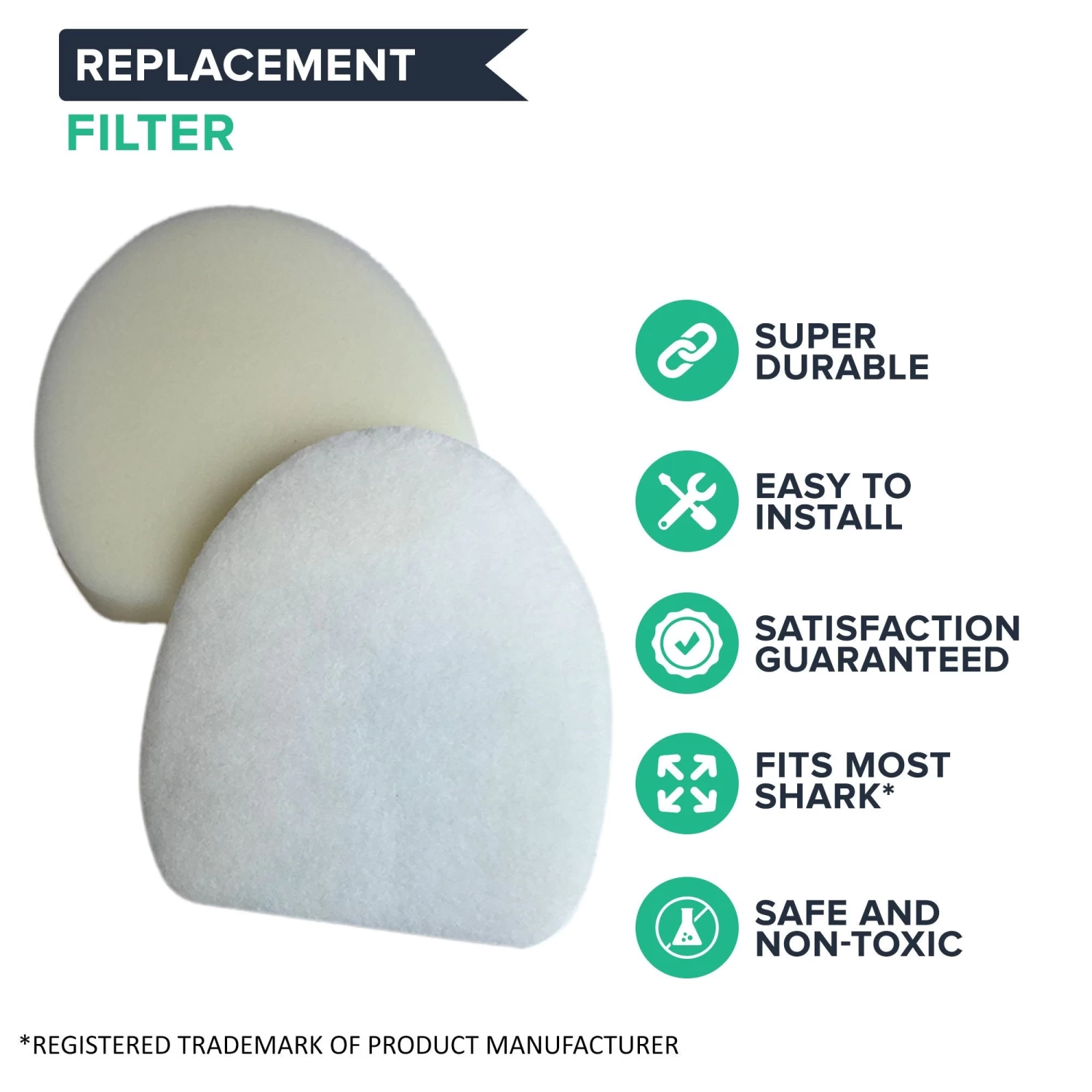 Replacement 4 Foam & 4 Felt Filters, Fits Shark NV400 Series, Compatible With Part XFF400 4 Replacement 4 Foam & 4 Felt Filters, Fits Shark NV400 Series, Compatible With Part XFF400 - Image 2