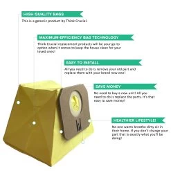 3pk Replacement Vacuum Car Bags, Fits Honda Odyssey, Compatible With Part 2940380 & 84909-TK8-A01 -Best Filter Shop ODESSEY BAGS 03