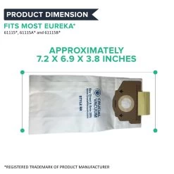 36pk Replacement Paper Vacuum Bags, Fits Eureka RR, Compatible With Part 61115-12, 61115, 61115A, 61115B, 61115C & 63295A 11 36pk Replacement Paper Vacuum Bags, Fits Eureka RR, Compatible With Part 61115-12, 61115, 61115A, 61115B, 61115C & 63295A -Best Filter Shop RR PAPER BAGS DIMENSION 1de90139 bade 40ac 9ae3 c67a35065787