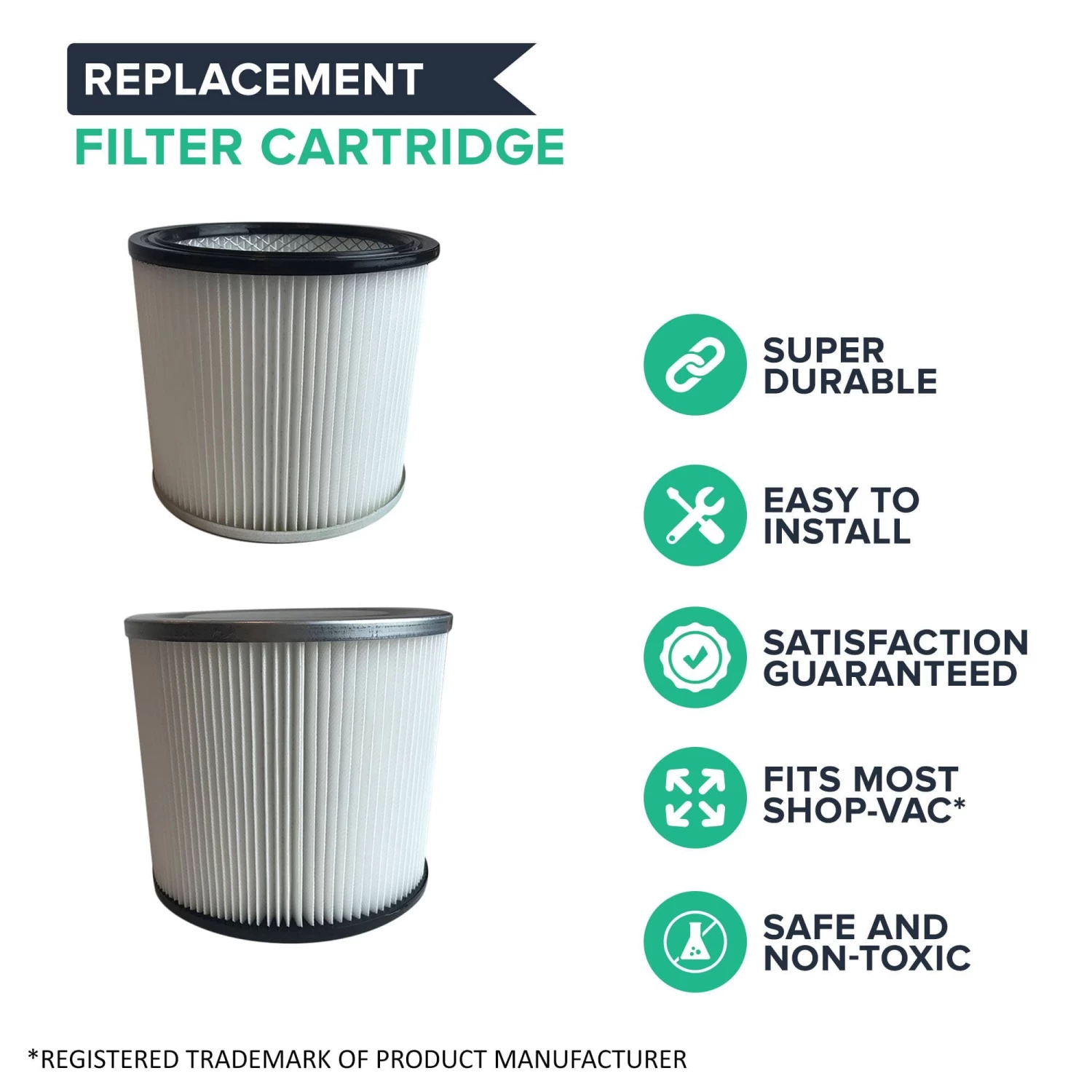 Think Crucial Replacement Air Filter Compatible With Shop-Vac Vacuum Cartridge Filter Parts # 88-2340-02, 90304 & 9039800, Fits Shop-Vac¨ 5-Gallon+ Wet/Dry Vacuum Model - Image 2