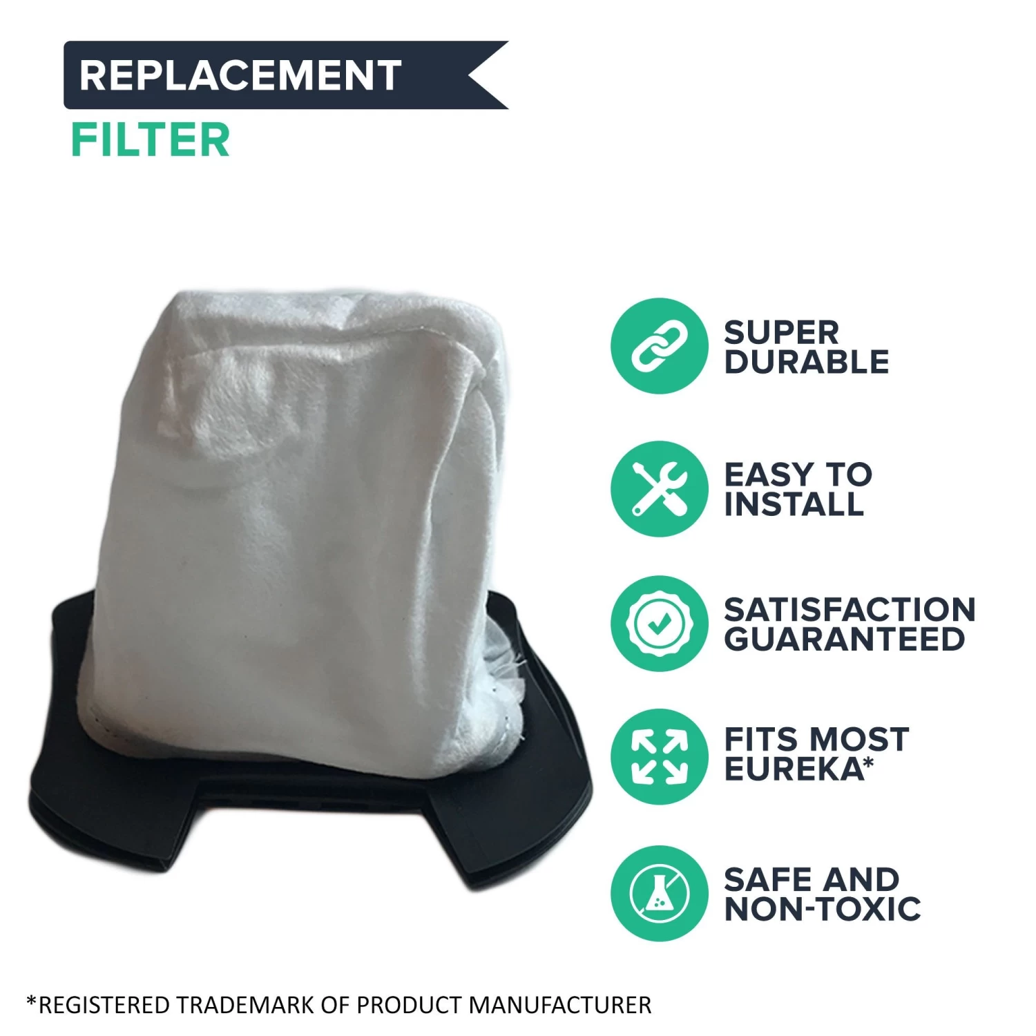 3pk Replacement Dust Cup Filters, Fits Eureka STK Quick Series, Compatible With Part 61544 & 61544A - Image 2