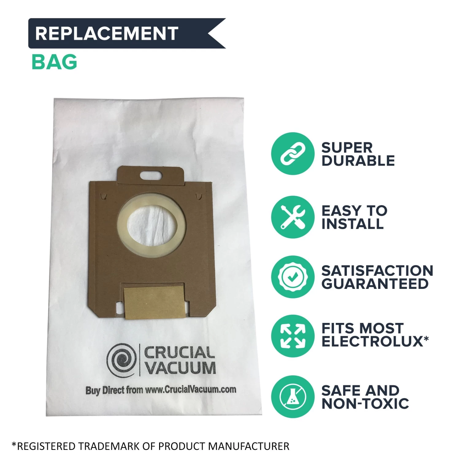 8pk Replacement Paper Bags, Fits Eureka Style OX & Electrolux Style S, Compatible With Part 61230 4 8pk Replacement Paper Bags, Fits Eureka Style OX & Electrolux Style S, Compatible With Part 61230 - Image 2