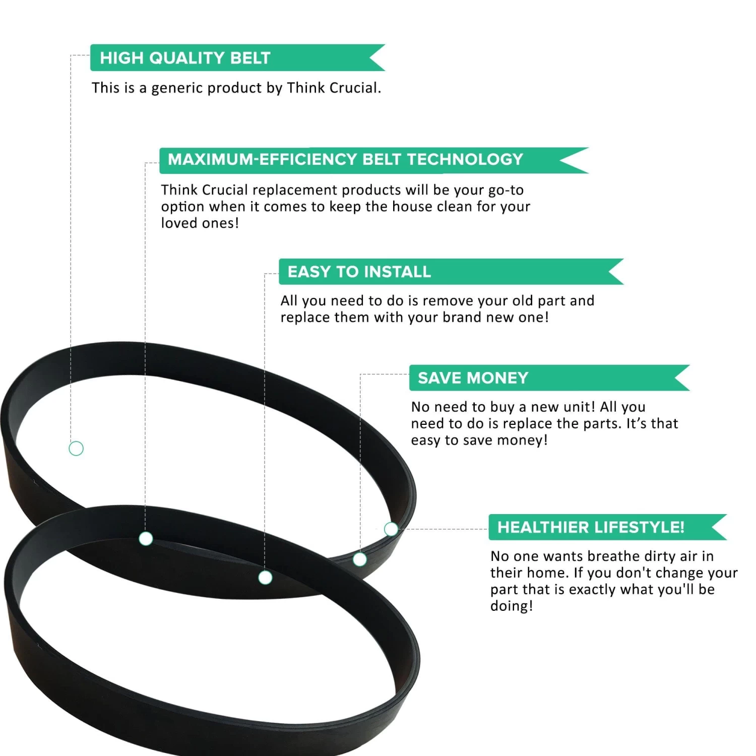 8pk Replacement Belts, Fits Shark Infinity, Compatible With Part 1102FP 5 8pk Replacement Belts, Fits Shark Infinity, Compatible With Part 1102FP - Image 3