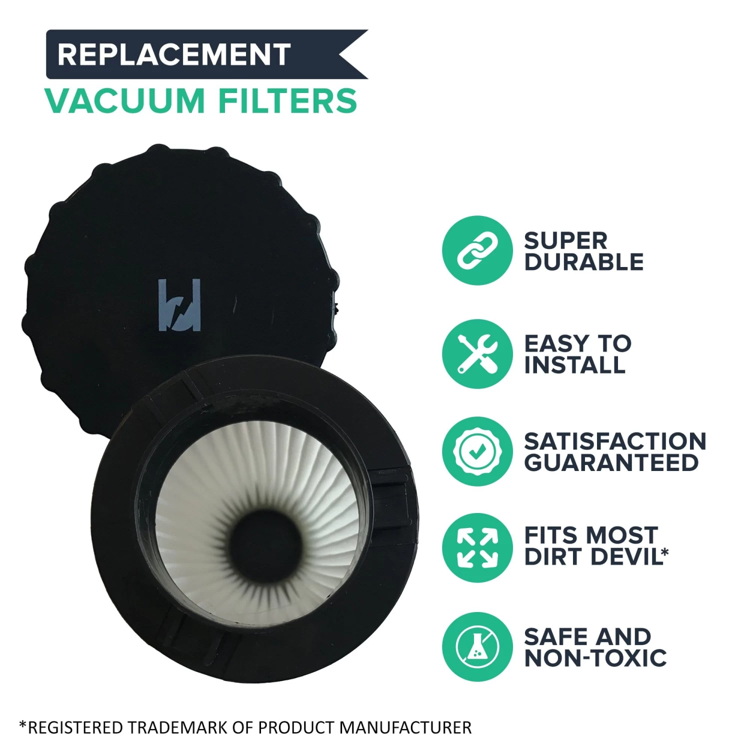 Crucial Vacuum Air Filter Replacement - Compatible With Dirt Devil Part # 3SFA11500X & 3-F5A115-00X, F2 HEPA Style Filter Models, Vacs - Fits Dynamite Quick Vac, Jaguar Power Reach, Vac 4 Crucial Vacuum Air Filter Replacement - Compatible With Dirt Devil Part # 3SFA11500X & 3-F5A115-00X, F2 HEPA Style Filter Models, Vacs - Fits Dynamite Quick Vac, Jaguar Power Reach, Vac - Image 2