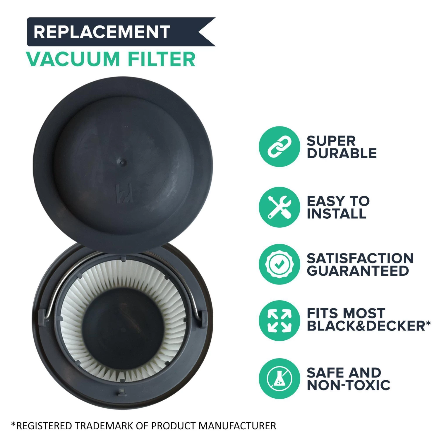 4pk Replacement Vacuum Filters, Fits Black & Decker Pivot, Compatible With Part PVF110 & PHV1210 4 4pk Replacement Vacuum Filters, Fits Black & Decker Pivot, Compatible With Part PVF110 & PHV1210 - Image 2